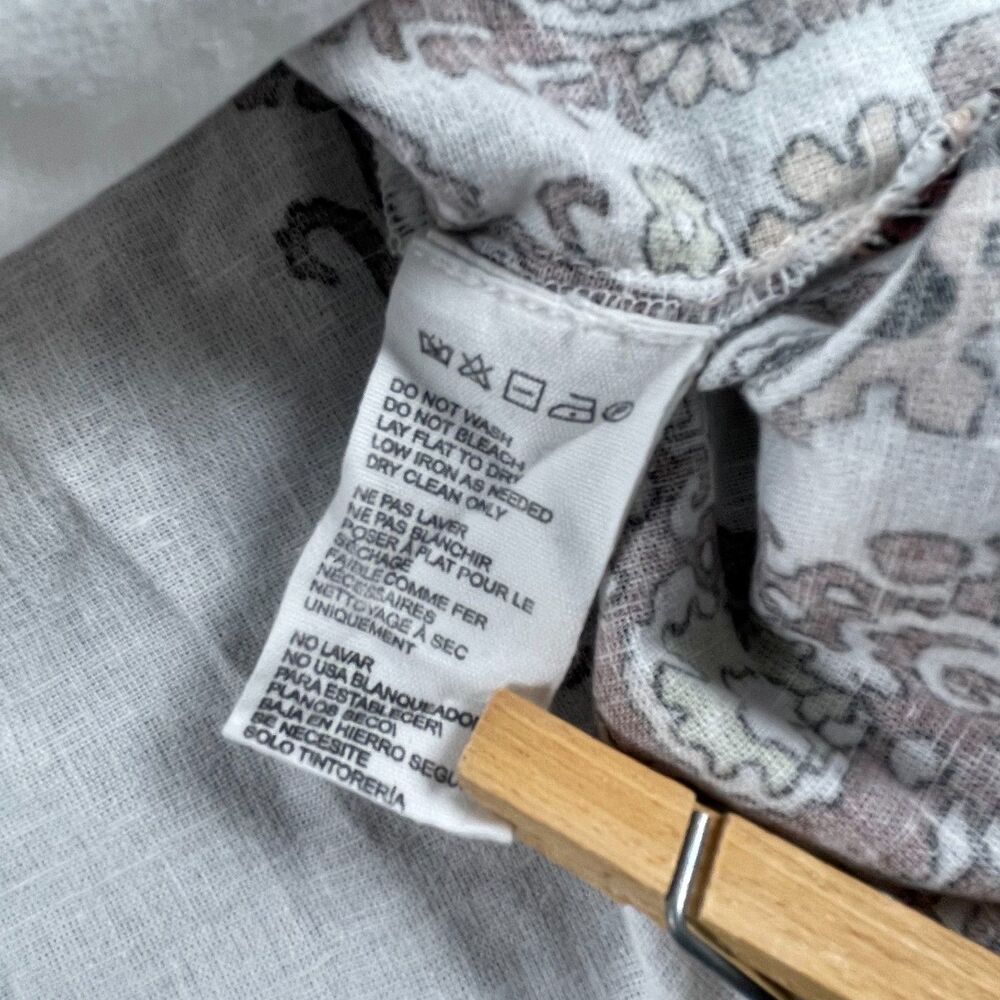 Cleobella XS White Paisley Coastal Linen Blend Lagenlook Cropped Boho Blouse - Picture 9 of 13